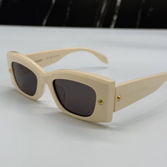 NEW AM0426S 005 ALEXANDER MCQUEEN IVORY WOMAN SUNGLASSES - Picture 5 of 12